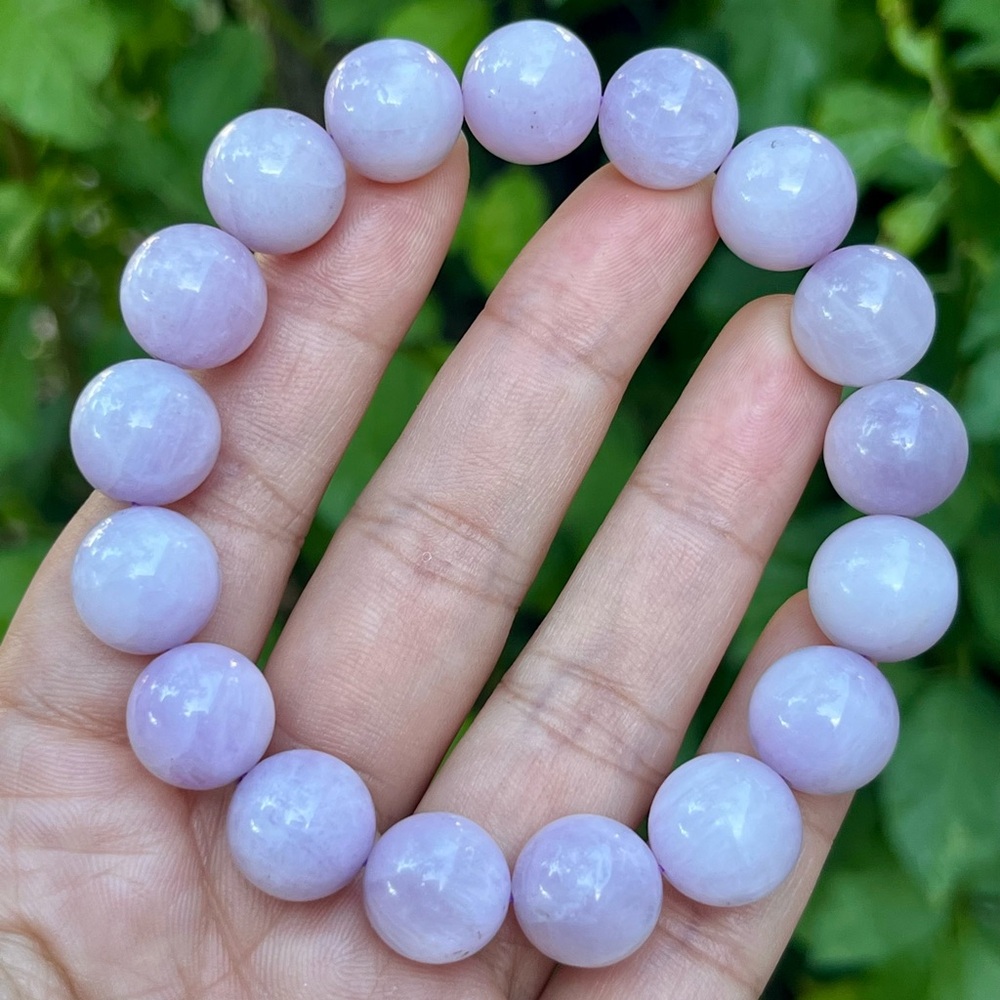 13mm stretchable natural‎ cat eye kunzite bracelet
